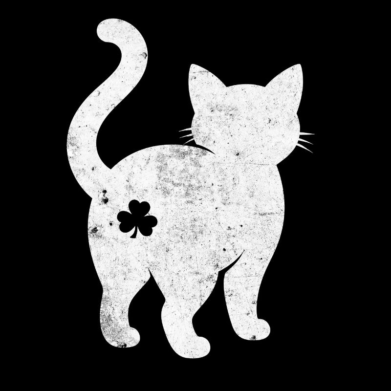 Silhouette de chat avec trèfle