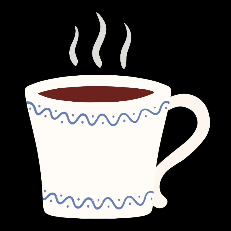 Steaming Mug with Blue Wave Trim