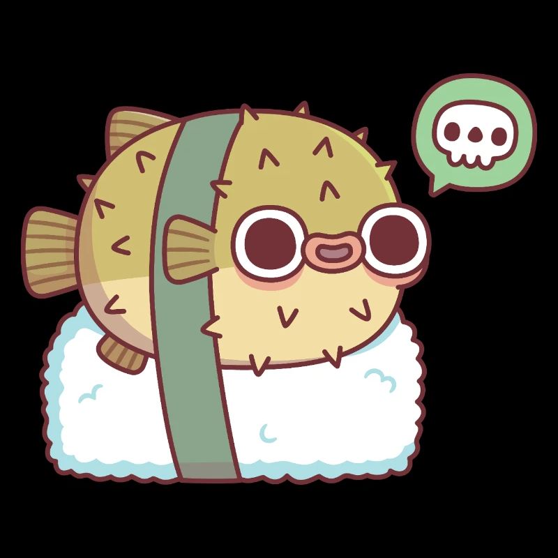 Süßes Kugelfisch-Sushi, das dir zeigt, dass es giftig ist