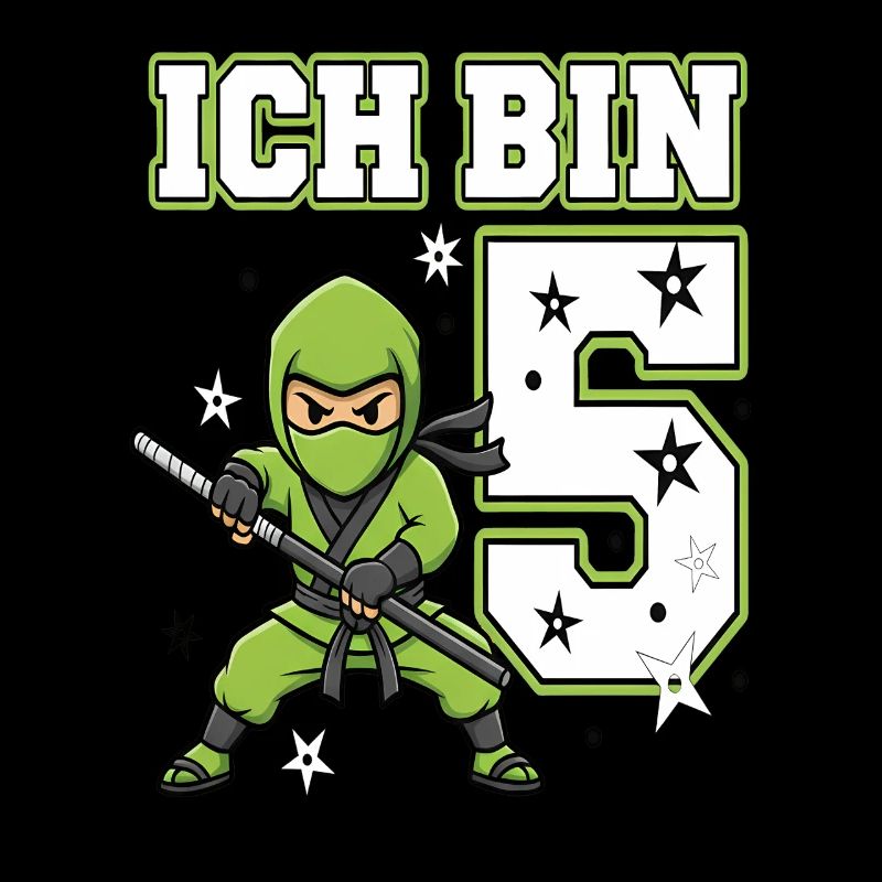 Ich bin 5 Ninja 5. Geburtstag Grüne Karate