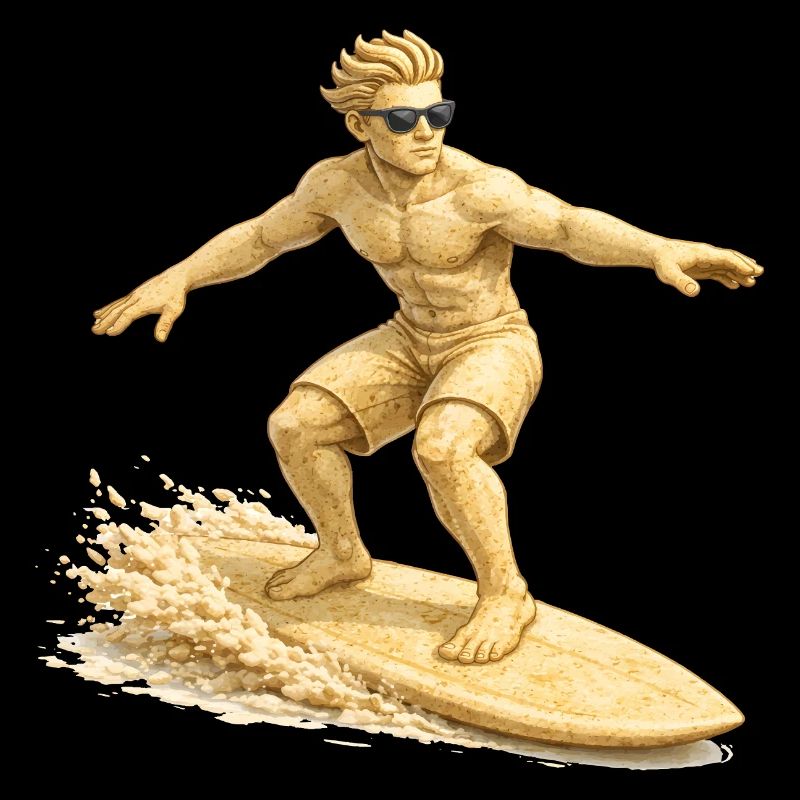 Surfeur de sable sur la planche de surf