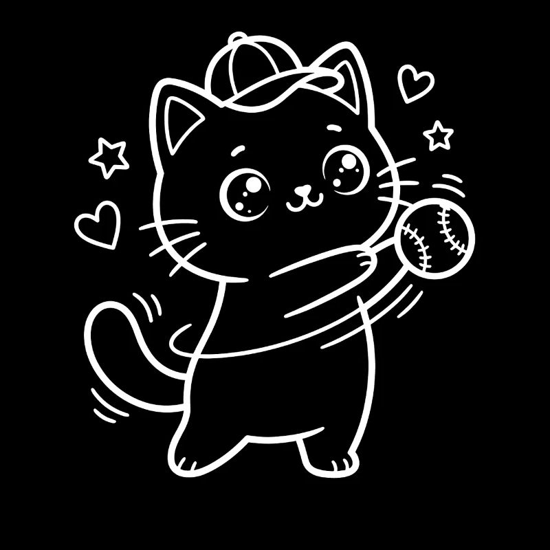 Kawaii Cat Baseball Player