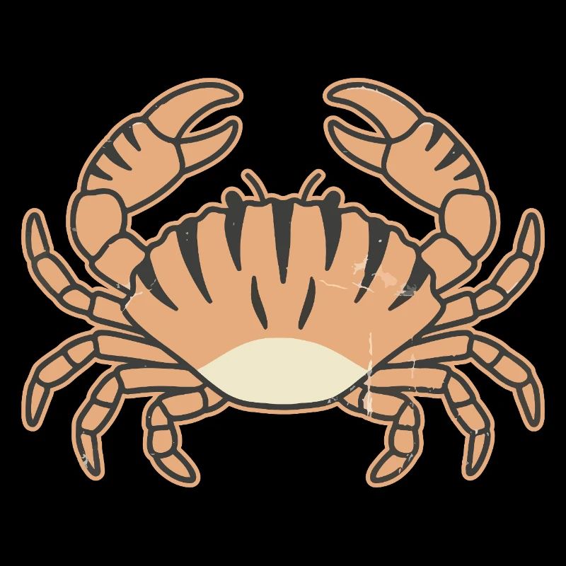 Stylized crab with tiger stripes