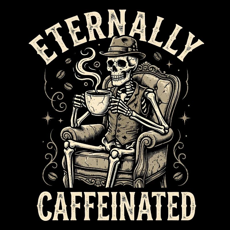 Eternally Caffeinated - Retro Kaffee Skelett
