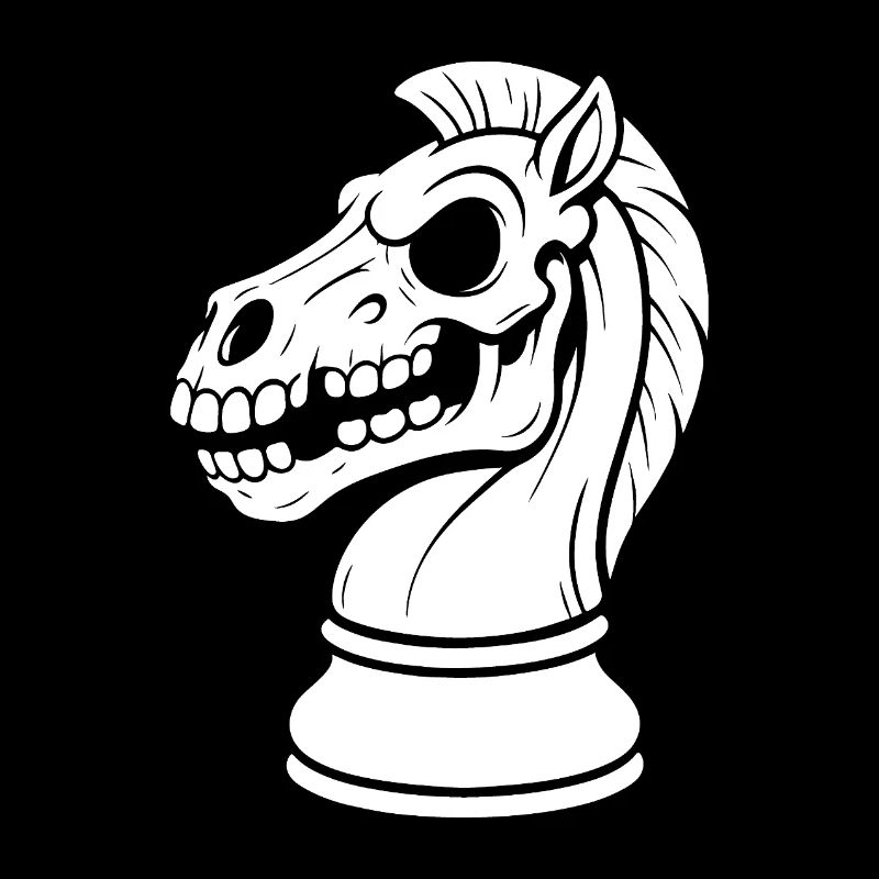 Chess Knight Skeleton Dark Chess Design