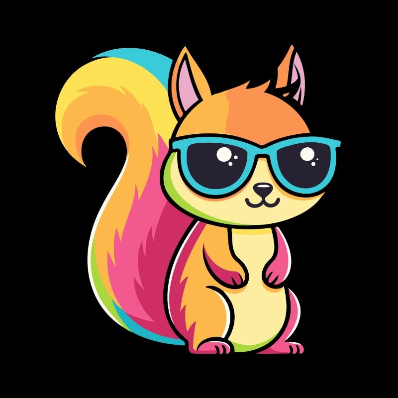 Rainbow Squirrel with Glasses