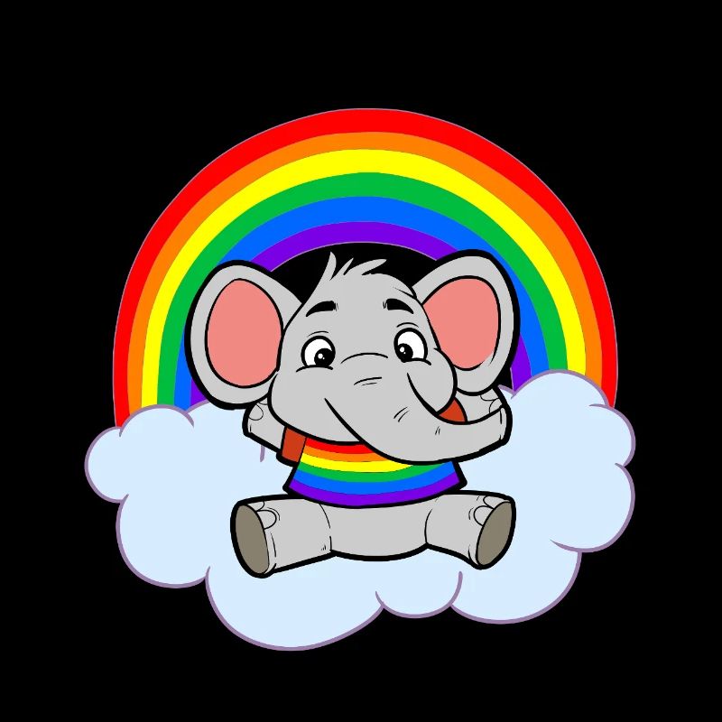 Colorful Baby Elephant Rainbow Cloud