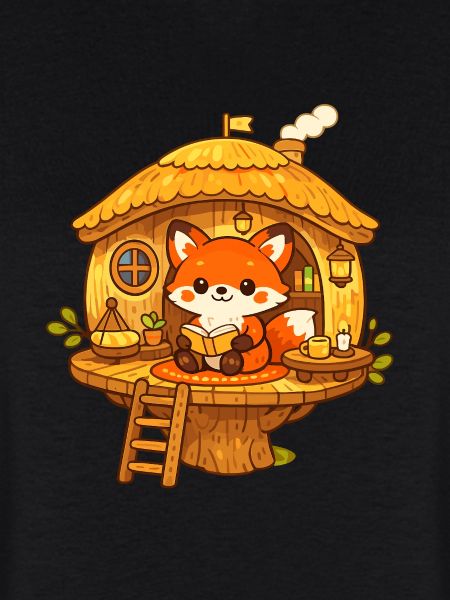 Lesender Fuchs im Baumhaus