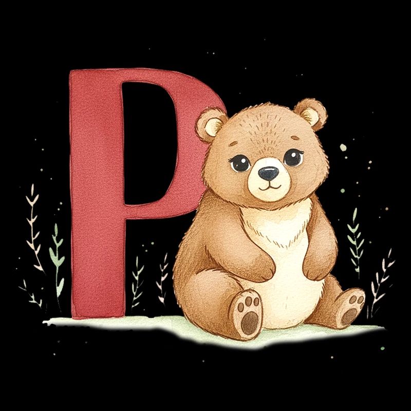 Bär mit Buchstabe P