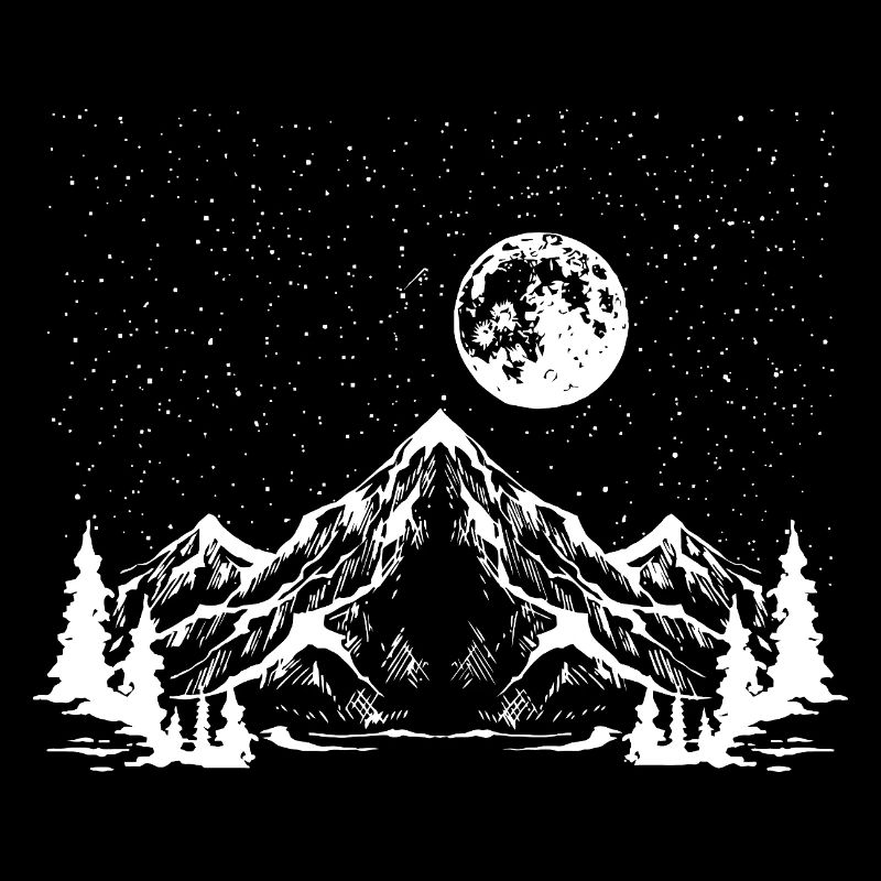 Moonlit Mountain Silhouette