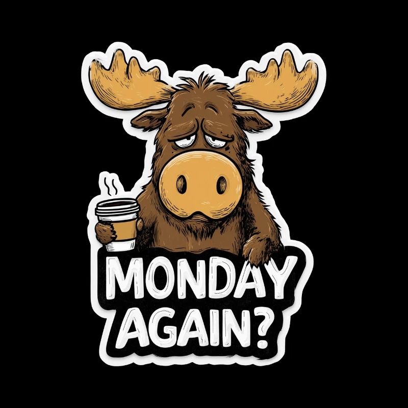 Funny Moose for Men Monday Humor Work