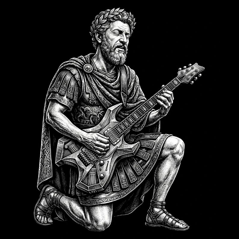 Marcus Aurelius joue de la guitare