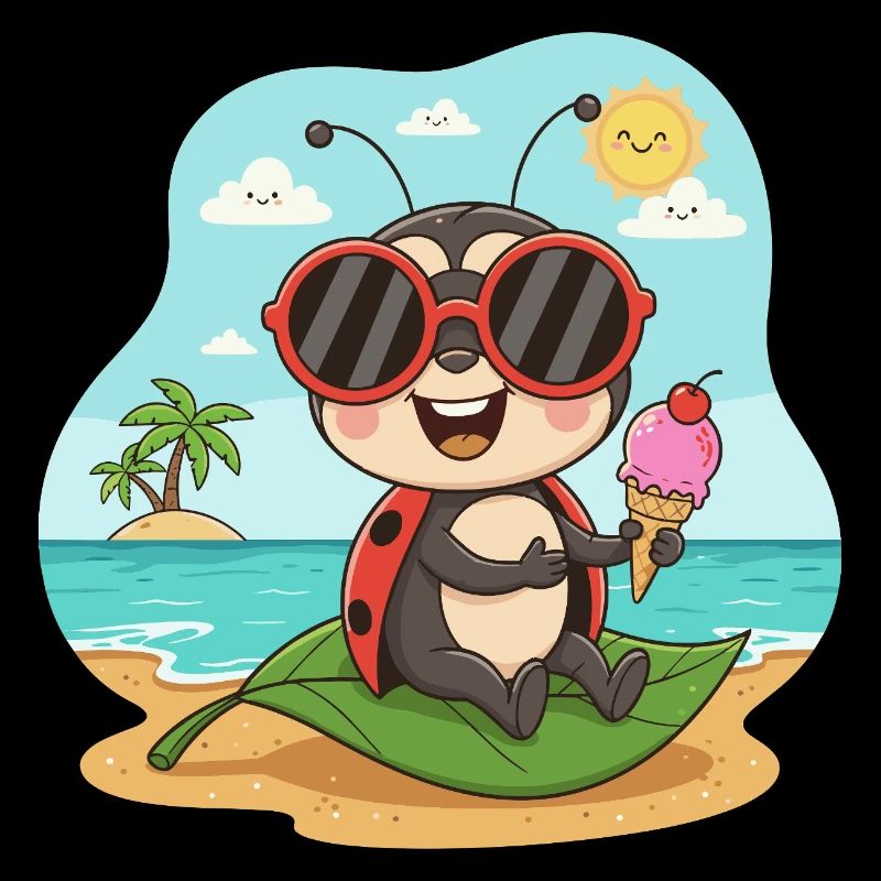 Strandkäfer mit Eis und Sonnenbrille