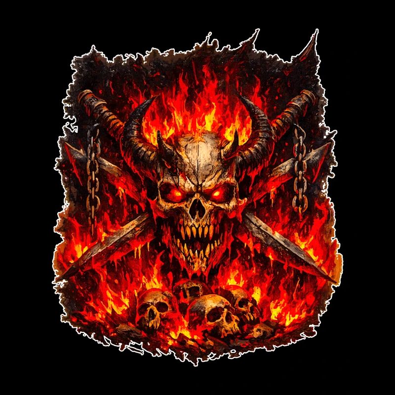 Feuer Schädel mit Hörnern