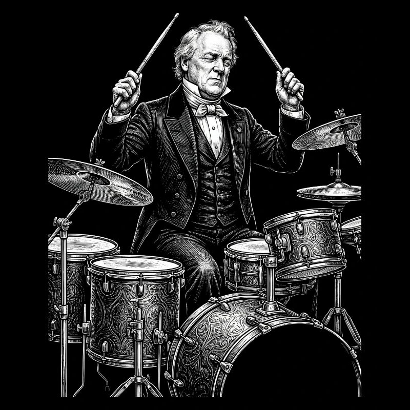 James Buchanan spielt Schlagzeug