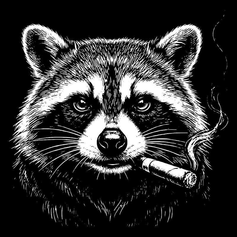 Raccoon Noir mit Zigarette