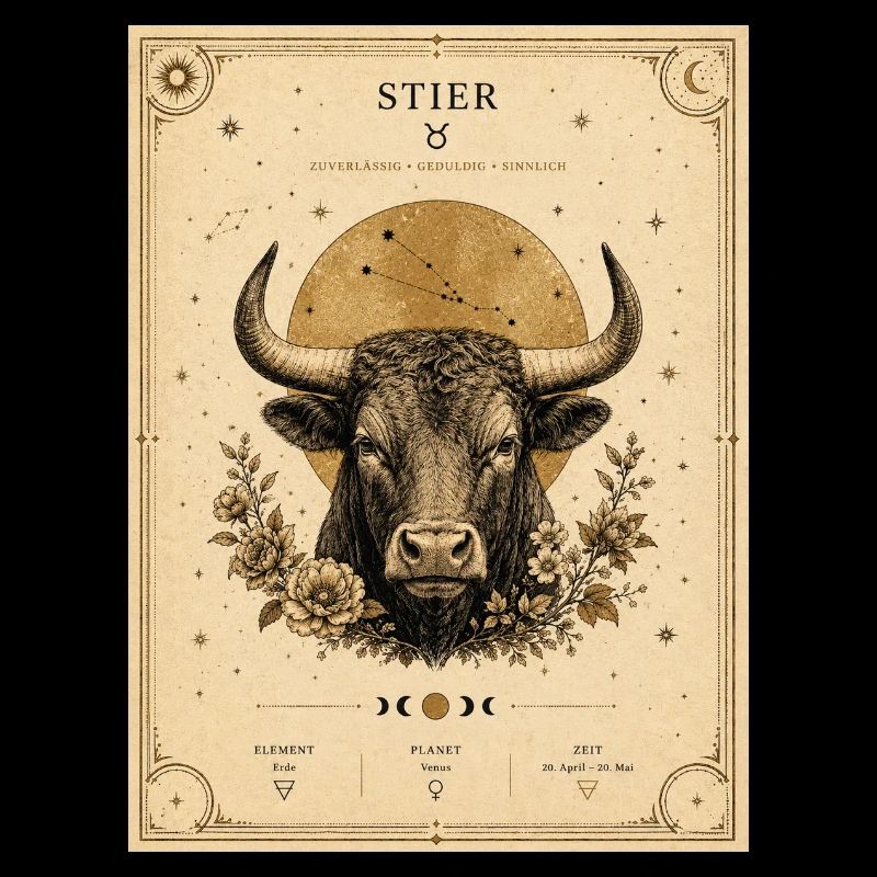 Stier Sternzeichen Vintage