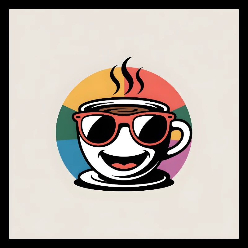 Kaffee mit Sonnenbrille im Regenbogenkreis