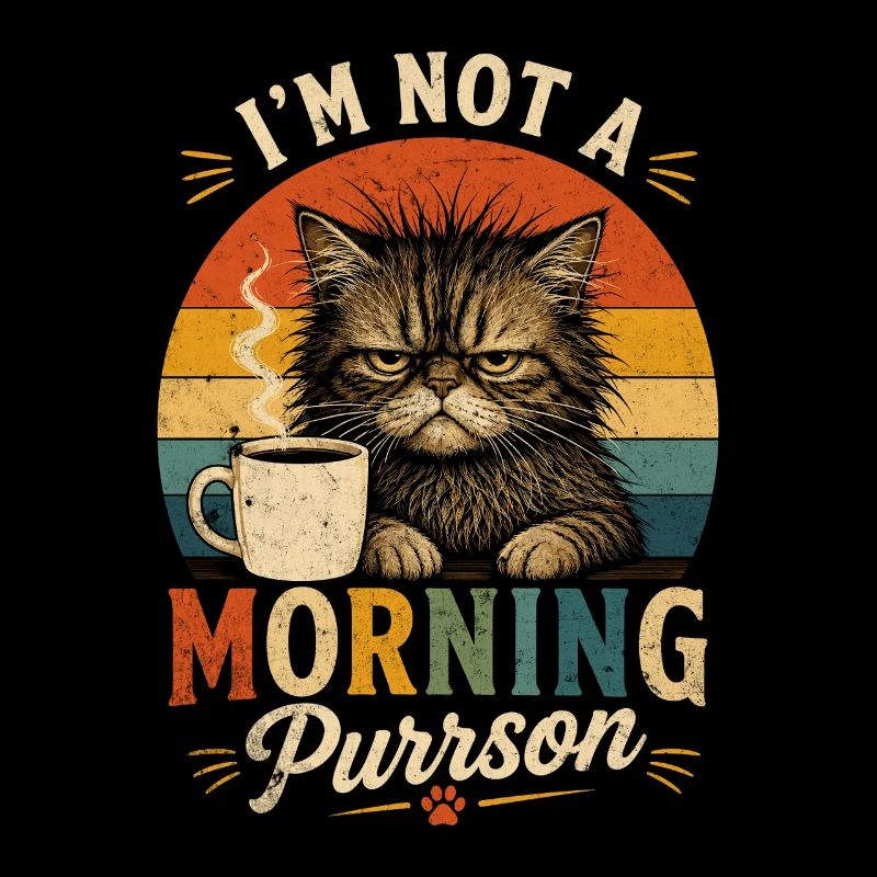 Morgenmuffel Katze mit Kaffee
