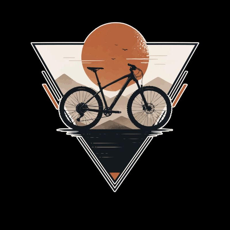 Sunset with bicycle in triangle print