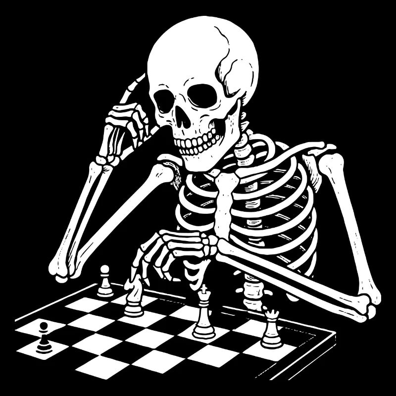 skeleton plays chess