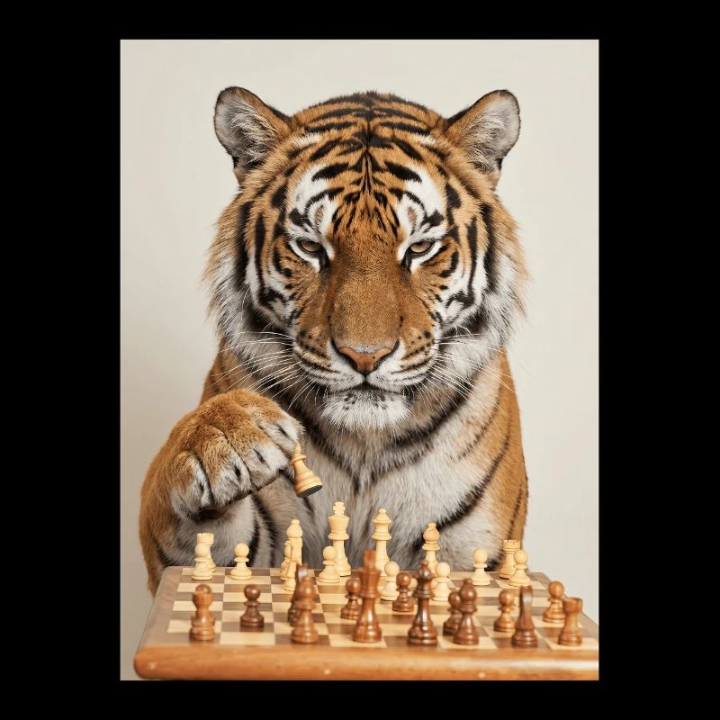 Tiger playing chess