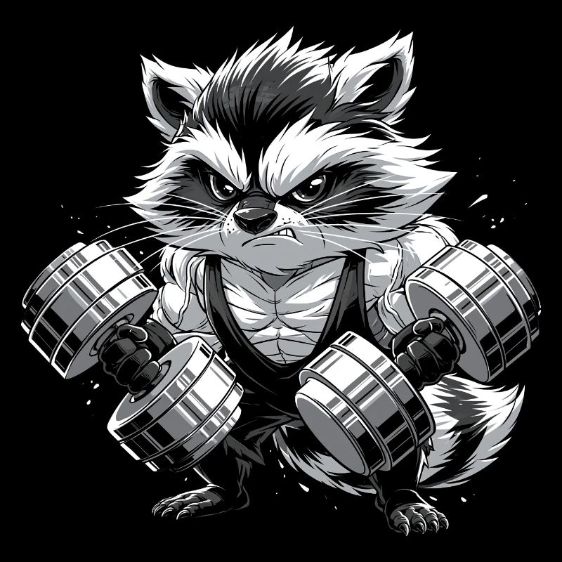 Trash Panda gewinnt lustiger Waschbär-Bodybuilder
