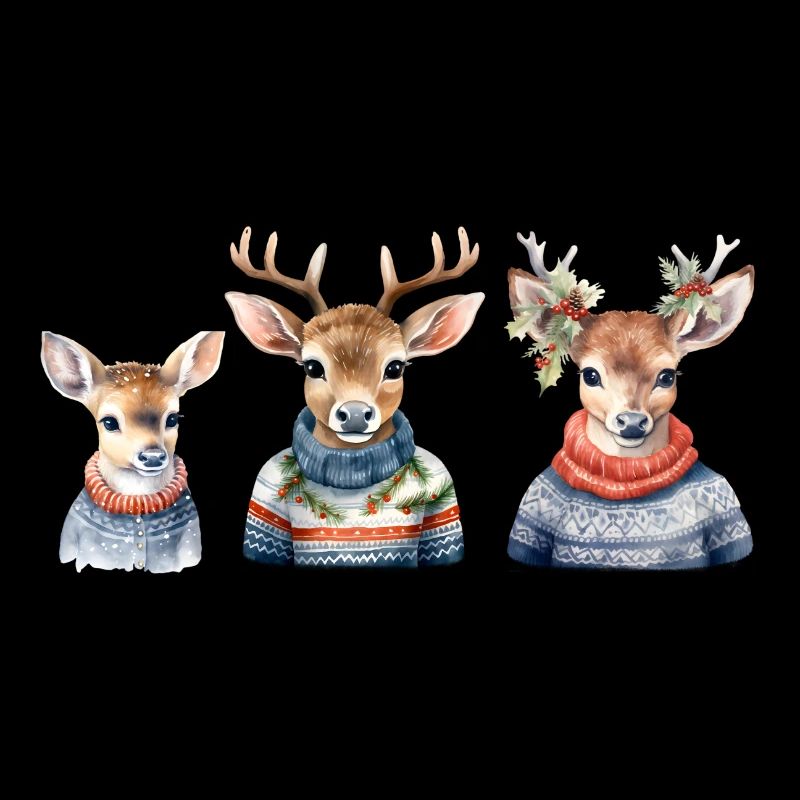 Winterhirsche Pullover-Trio