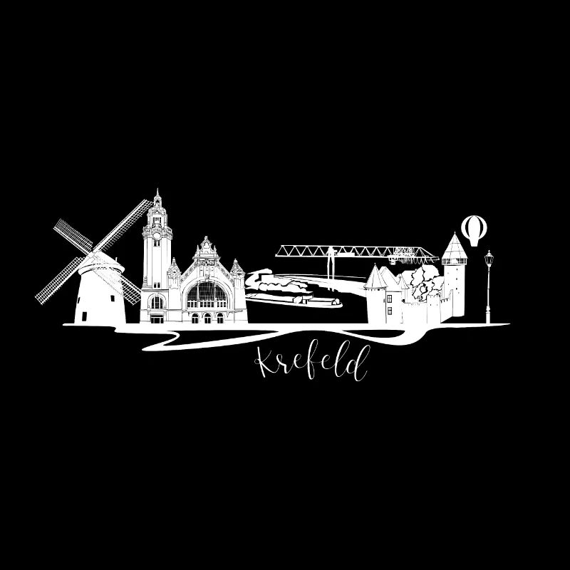 Krefeld skyline with windmill