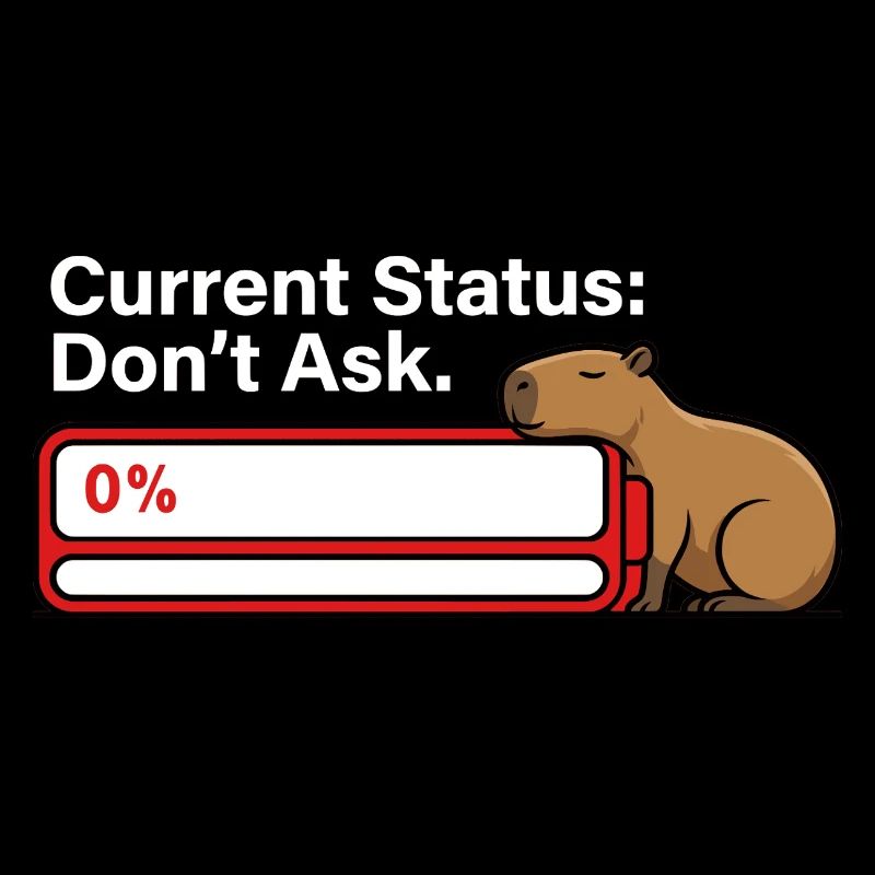 Capybara Tired Battery Empty Humor