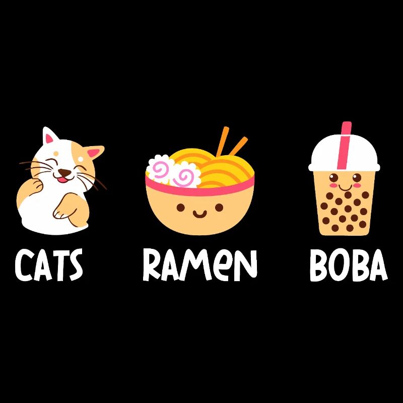 Cat Ramyun Boba Collage Tee