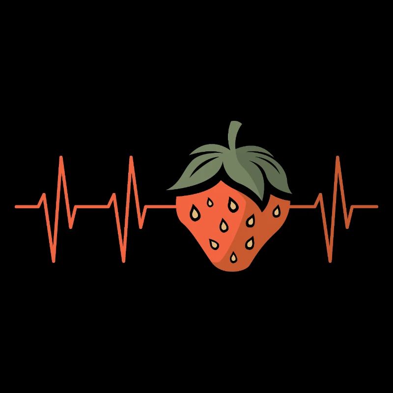 Strawberry with heartbeat in comic style