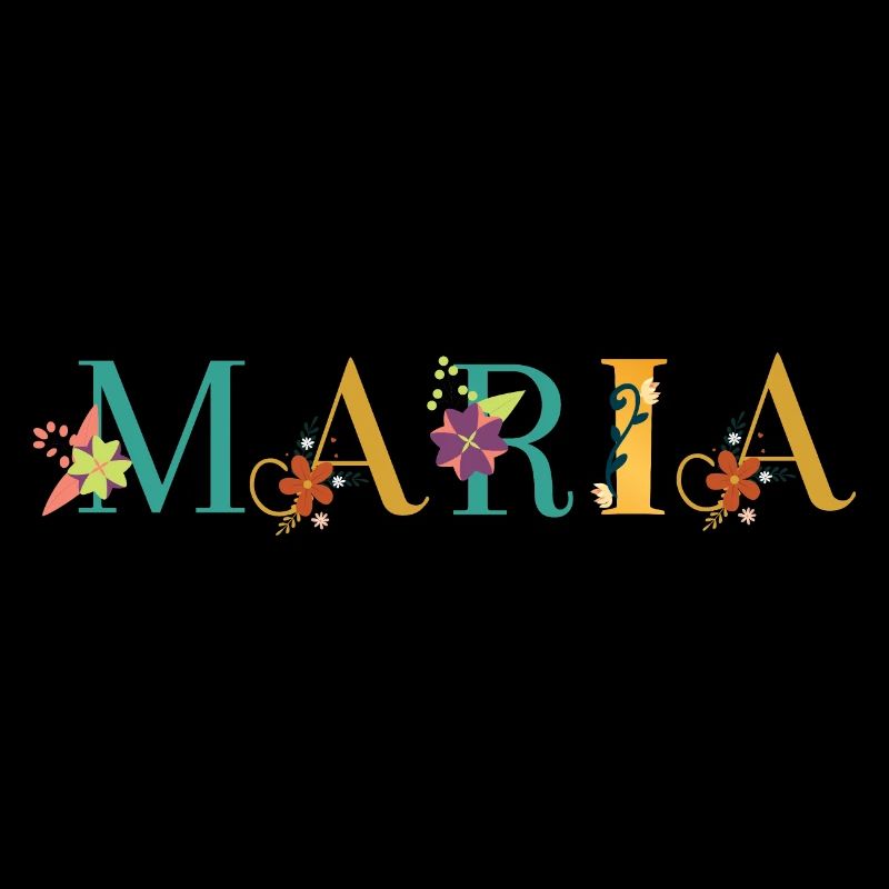 MARIA Name Art With Flowers Embroidered