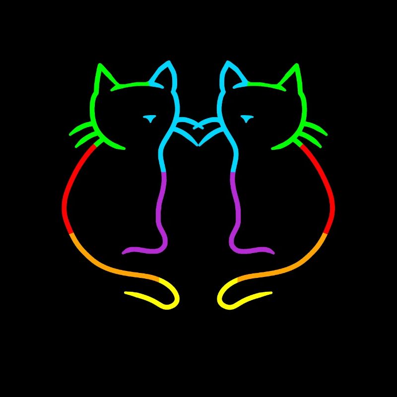 80er 90er Retro Regenbogen Herz Katzen Katze