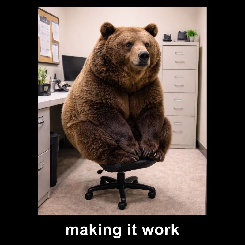 Making It Work Bear Meme Funny Work Humor