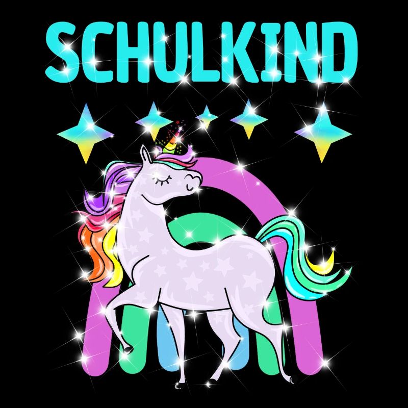 Schulkind Glitzer Einhorn mit Regenbogen