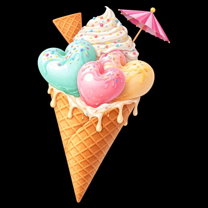 Herz Eis in Waffel Illustration 