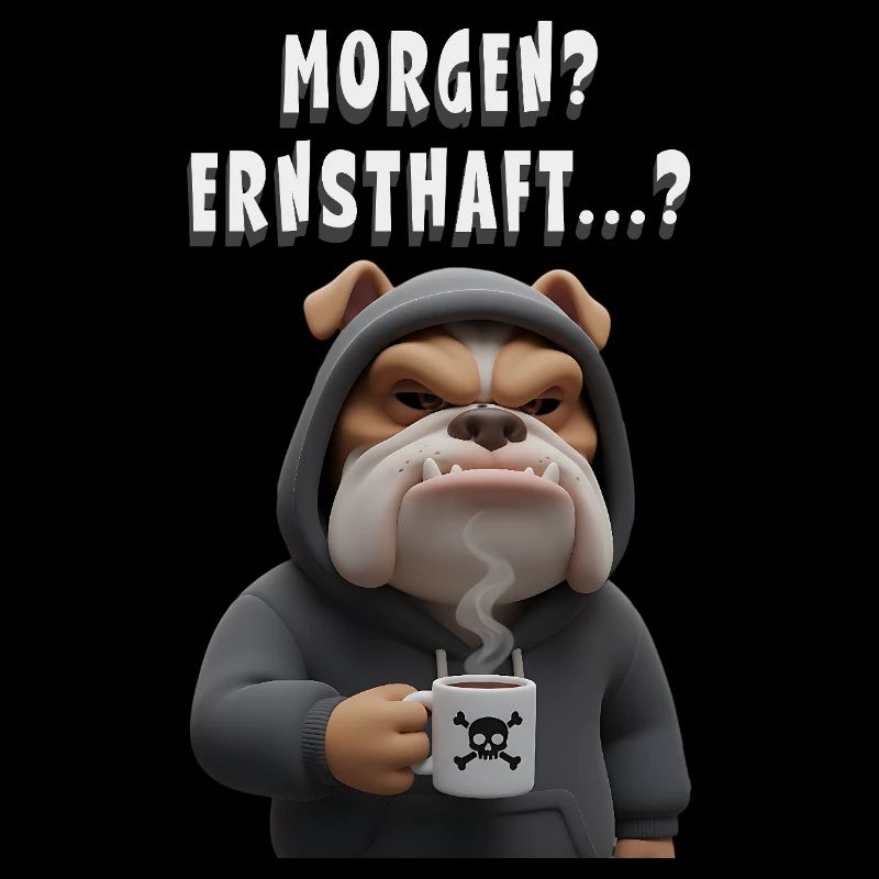 Grumpy Bulldog with Coffee Saying