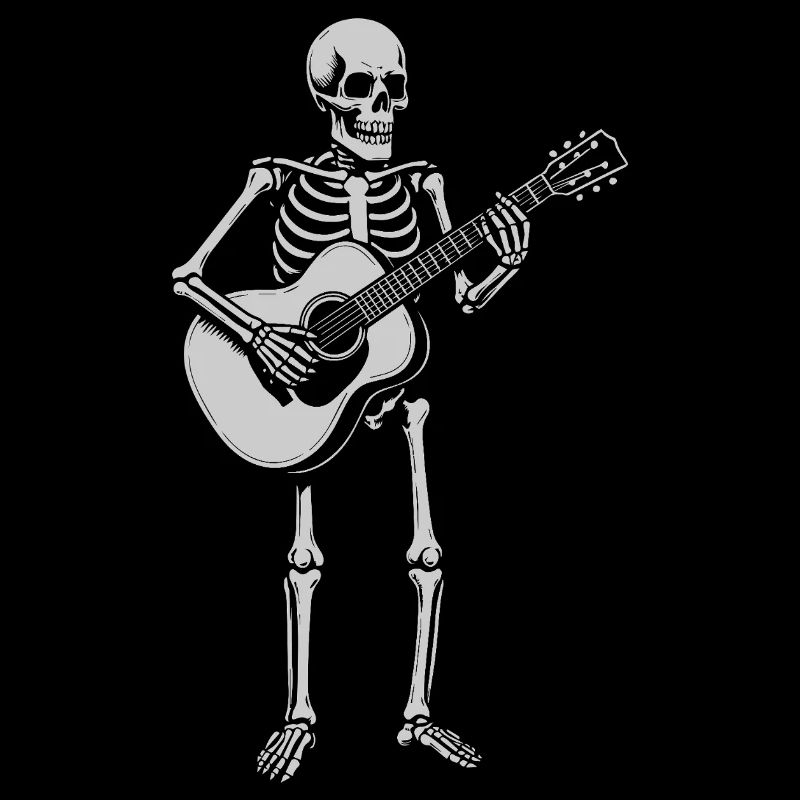 Skeleton Playing the Guitar in Rock Band