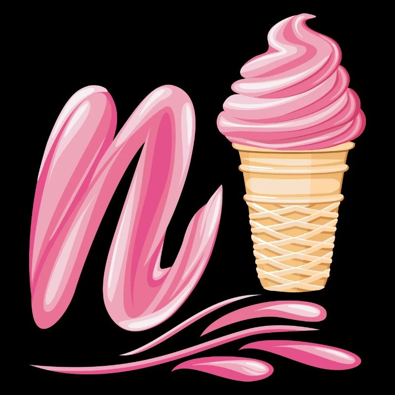 N'ice Erdbeer-Softeis-Emoji mit Buchstaben N