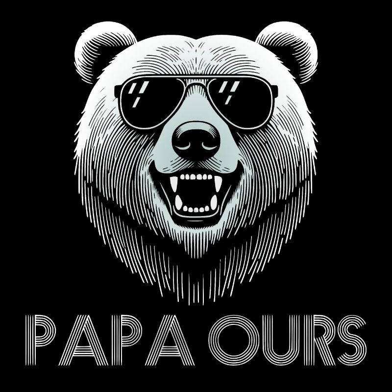 Cool bear head with sunglasses. Papa Bear