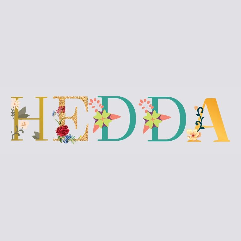Le nom HEDDA est décoré de fleurs