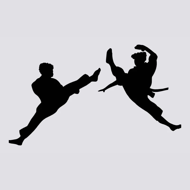 Zwei fliegende Karate-Kick oder Teakwondo-Kick