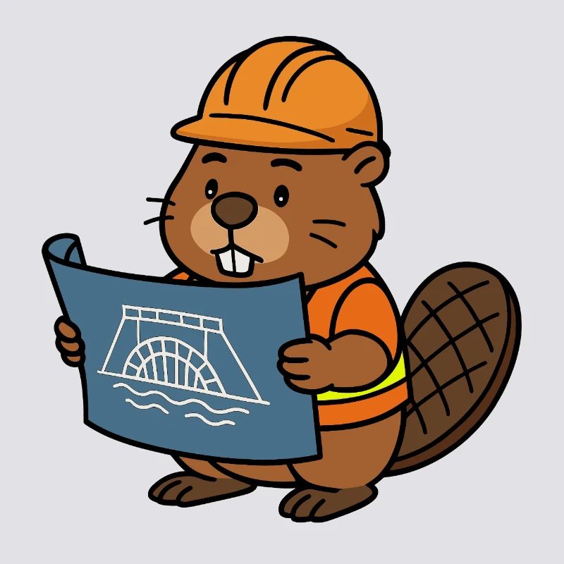 Beaver Construction Worker Bob Master Builder Plan Construction Dam