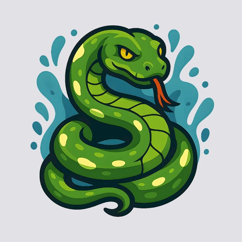 Green Tree Python Snake in Wave