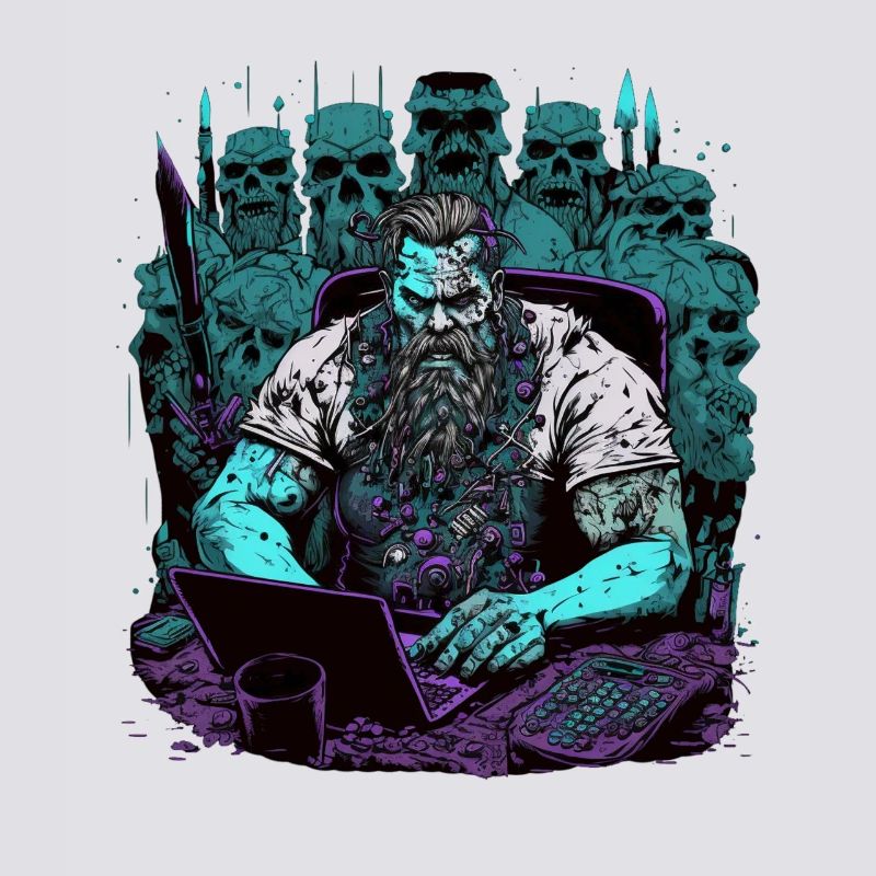 Admin Wiking programmiert Computer