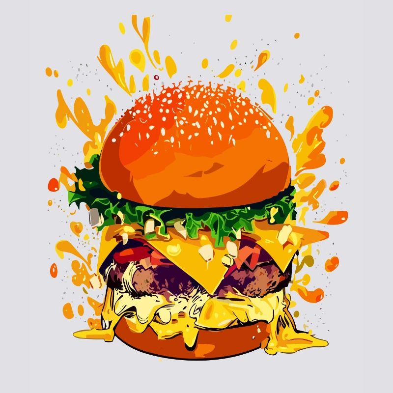 Cheeseburger extravagant avec éclaboussures de fromage