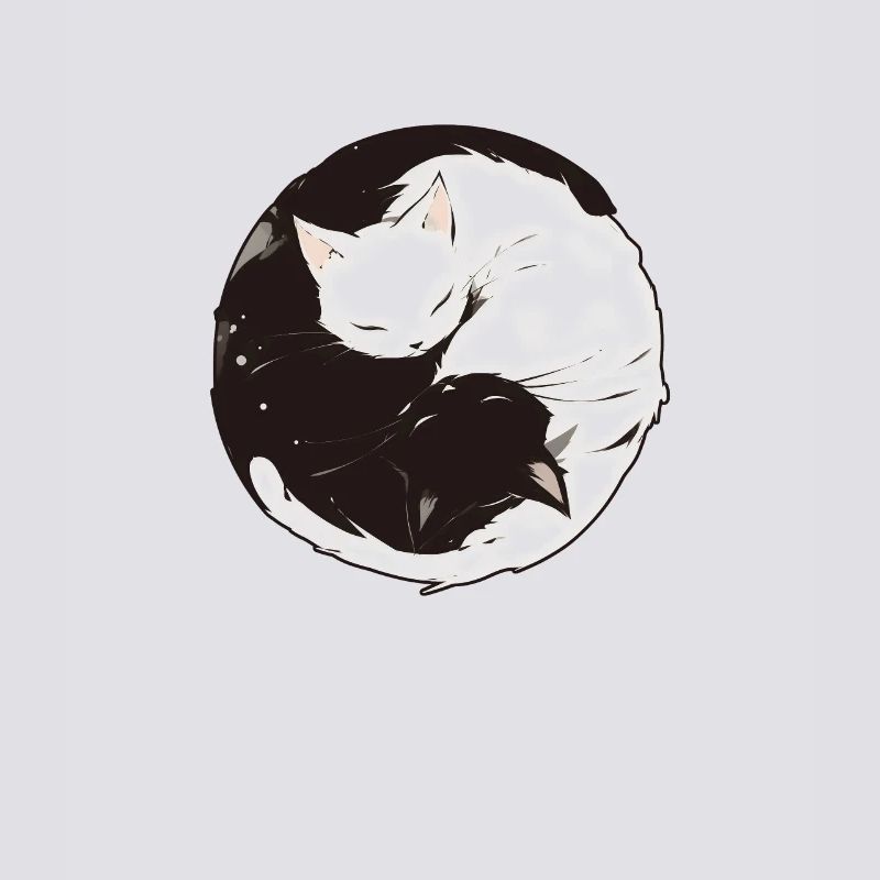Yin et Yang bouddhisme graphique chats chat support