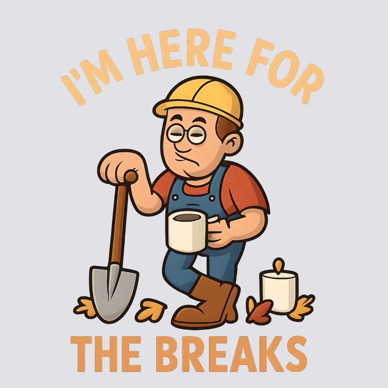 I'm Here For The Breaks – Funny Construction Worker
