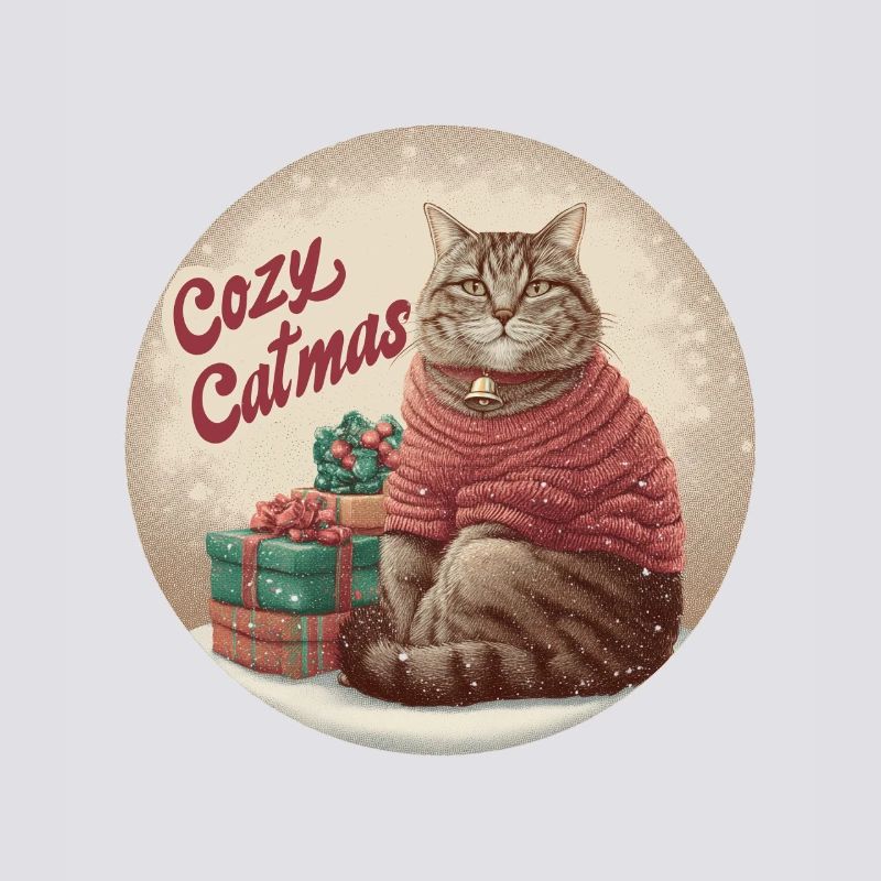 Weihnachtskatzen-Shirt Cozy Tabby im Weihnachtsmann-Pullover